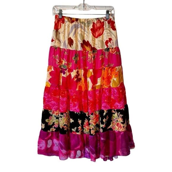 Coldwater Creek Tiered Floral Skirt Women’s Small Bohemian - Picture 2 of 7
